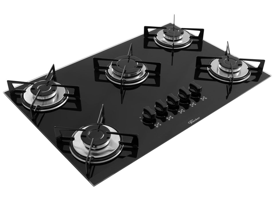 FOGÃO COOKTOP 5Q GÁS MESA DE VIDRO  PRETO 1642(6985) BIVOLT FISCHER