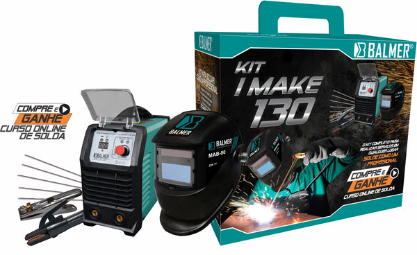 KIT COM INVERSORA DE SOLDA + MÁSCARA  I MAKE 130 BALMER
