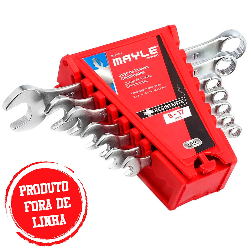 JOGO DE CHAVE COMBINADA MAYLE DE 6MM A 17MM COM 7 PEÇAS 102414MY
