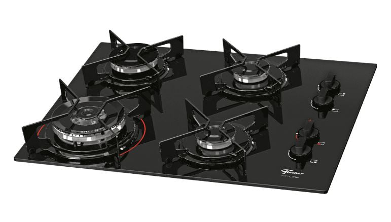 FOGÃO COOKTOP FISCHER A GÁS 4Q TRIPLA CHAMA FIT LINE MESA DE VIDRO BIVOLT 26299.57078