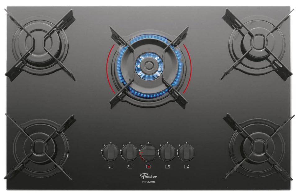FOGÃO COOKTOP 5Q FIT LINE GÁS MESA DE VIDRO 26300(57079) BIVOLT FISCHER