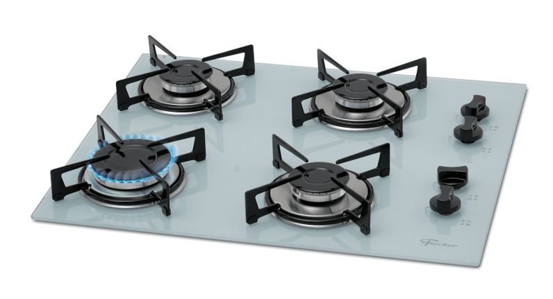 FOGÃO COOKTOP FISCHER 4Q MESA DE VIDRO BRANCO BIVOLT 1519.5902