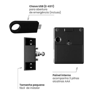 FECHADURA ELETRÔNICA INV.ISÍVEL PPZ-1002 PRETO PAPAIZ