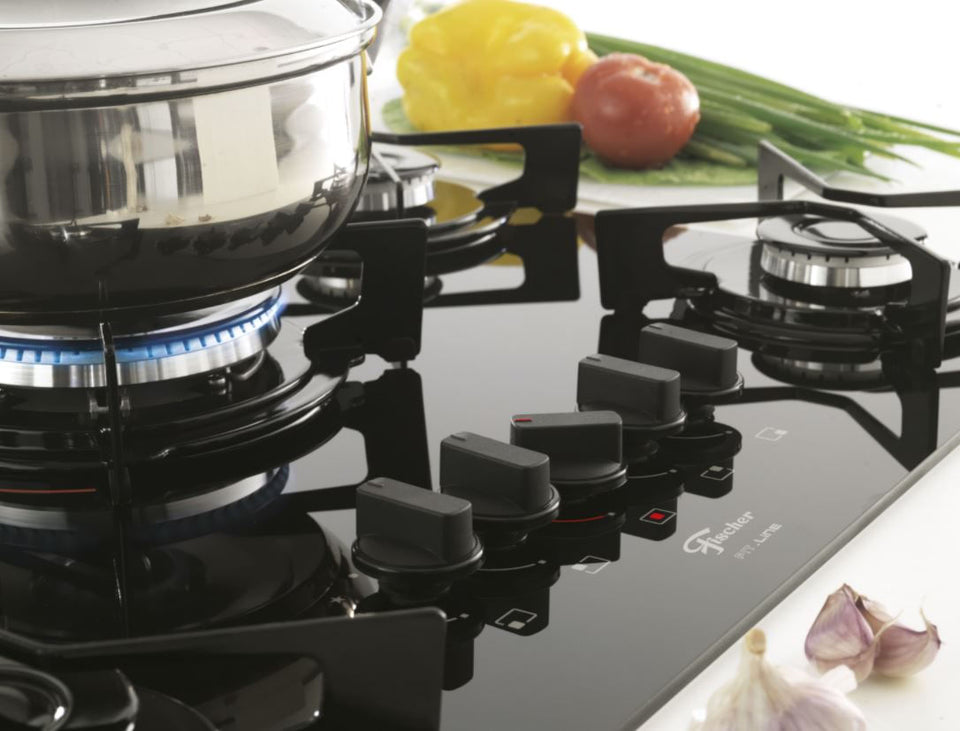 FOGÃO COOKTOP 5Q FIT LINE GÁS MESA DE VIDRO 26300(57079) BIVOLT FISCHER
