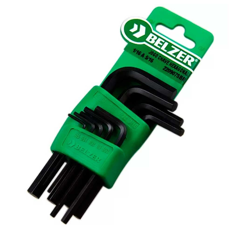JOGO DE CHAVES HEXAGONAIS BELZER COM 9 PEÇAS 220907SBR