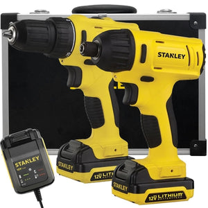 KIT PARAFUSADEIRA / FURADEIRA DE IMPACTO 3/8 12V SCHI121S2FK-BR COM MALETA STANLEY