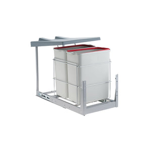 LIXEIRA DESLIZANTE  DUPLA COM TAMPA 20LT 365X510X460 2072 CROMADO SCHMITT