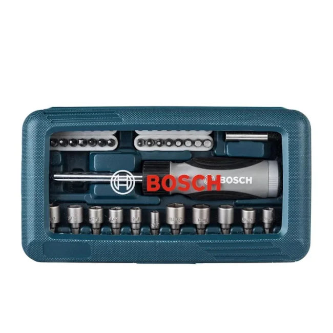 JOGO DE FIXAÇÃO COM BITS E SOQUETES COM 46 PEÇAS 2607017399 BOSCH