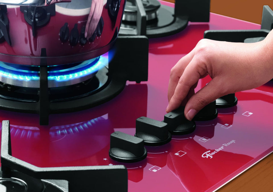 FOGÃO COOKTOP 5Q TC INFINITY GÁS MESA VIDRO VERMELHO ROUGE 26298(62471) BIVOLT FISCHER