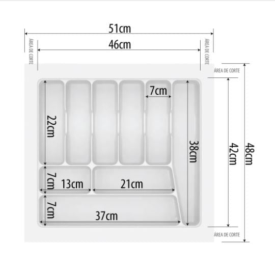 DIVISÃO DE TALHERES 510X480X50MM BRANCO 034-BR CANGO