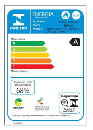 FOGÃO COOKTOP FISCHER 4Q MESA DE VIDRO BRANCO BIVOLT 1519.5902