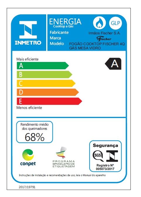 FOGÃO COOKTOP FISCHER 4Q MESA DE VIDRO BRANCO BIVOLT 1519.5902