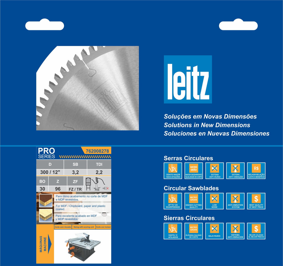 DISCO DE SERRA PARA MDF 300X3.2X30X96D 762008278 TRAPEZOIDAL LEITZ
