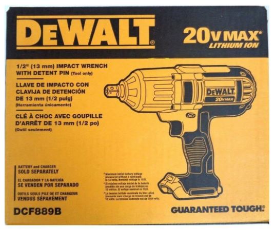 CHAVE DE IMPACTO 1/2" 20V VARIÁVEL E REVERSÍVEL SEM BATERIA E CARREGADOR DCF889B DEWALT