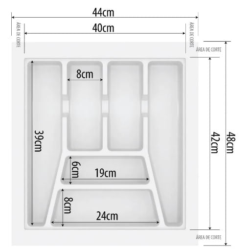 DIVISÃO DE TALHERES 440X480X50MM BRANCO BRILHANTE 003-BR CANGO