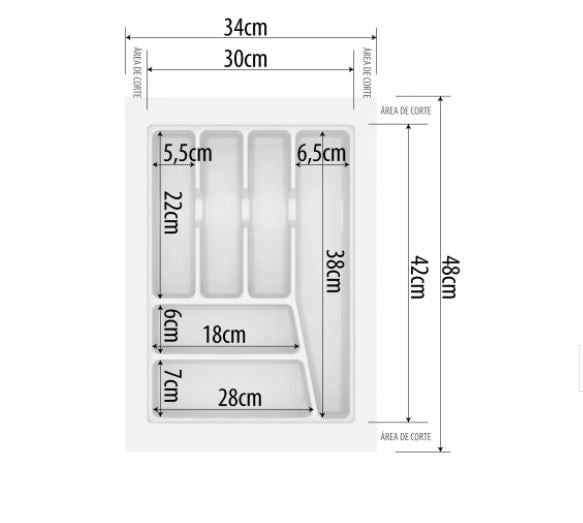 DIVISÃO DE TALHERES 340X480X50MM CINZA 022-CZ CANGO