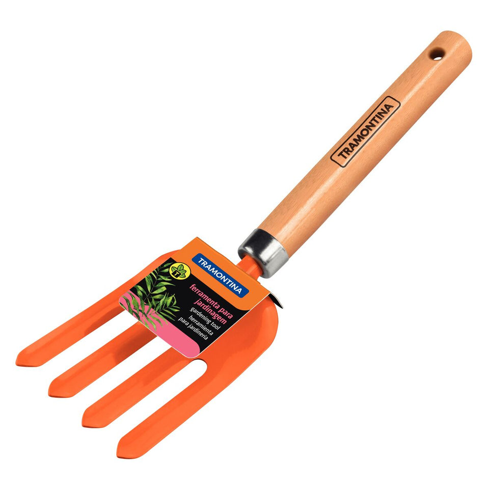 GARFO METÁLICO 4 DENTES COM CABO DE MADEIRA 77915001 TRAMONTINA