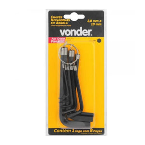 JOGO DE CHAVE ALLEM 2 A 10MM COM 8 PEÇAS 3573002010 VONDER