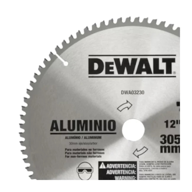 DISCO DE SERRA CIRCULAR 12" 305X30MM 80 DENTES PARA ALUMÍNIO DWA03230 DEWALT