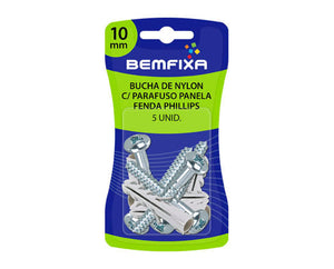 CONJUNTO PARAFUSO COM BUCHA PANELA 10MM 5 PEÇAS 3125 BEMFIXA