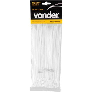 ABRAÇADEIRA DE NYLON BRANCO 200X3,6 COM 100 PEÇAS 2815200100 VONDER
