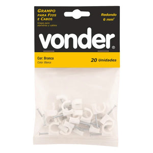 GRAMPO PARA FIOS 6MM REDONDO COM 20 PEÇAS 2898120006 VONDER