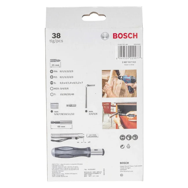 KIT DE BITS E SOQUETES COM 38 PEÇAS 2607017511 BOSCH