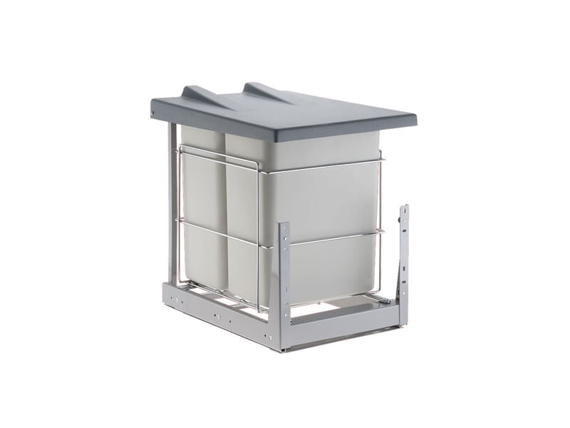 LIXEIRA DESLIZANTE  DUPLA COM TAMPA 20LT 365X510X460 2072 CROMADO SCHMITT
