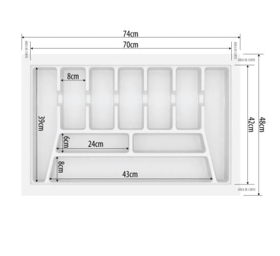 DIVISÃO DE TALHERES 740X480X50MM BRANCO 006-BR CANGO