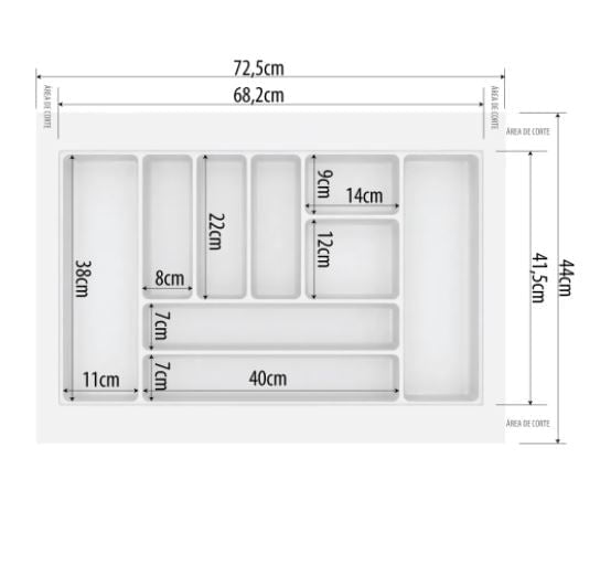 DIVISÃO DE TALHERES 725X440X50MM BRANCO 0806-BR CANGO