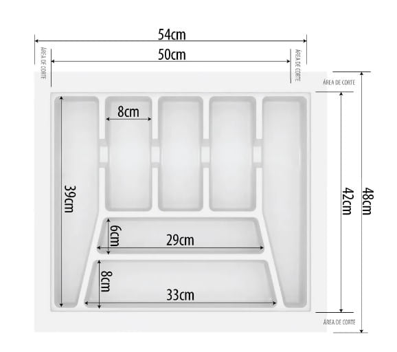 DIVISÃO DE TALHERES 640X480X50MM BRANCO 005-BR CANGO