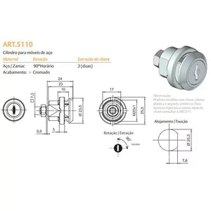 CILINDRO ARTICULADO 5110 CROMADO 02511046CR PAPAIZ