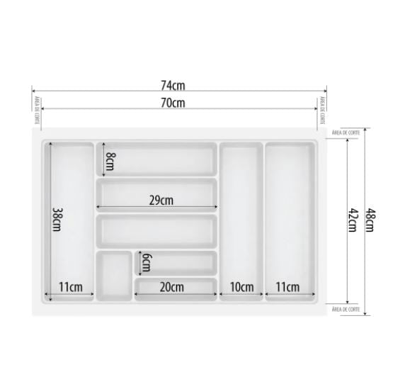 DIVISÃO DE TALHERES 740X480X50MM BRANCO 0706-BR CANGO