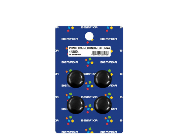 PONTEIRA PARA PÉS DE MÓVEIS REDONDA EXTERNA 7/8 PRETA 4 PEÇAS 5580 BEMFIXA