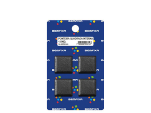 CONJUNTO PONTEIRA PARA PÉS DE MÓVEIS QUADRADO INTERNA 20X20 PRETA 5608 BEMFIXA