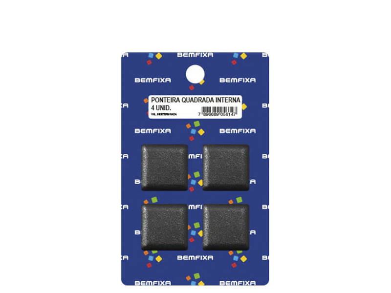 CONJUNTO PONTEIRA PARA PÉS DE MÓVEIS QUADRADO INTERNA 20X20 PRETA 5608 BEMFIXA