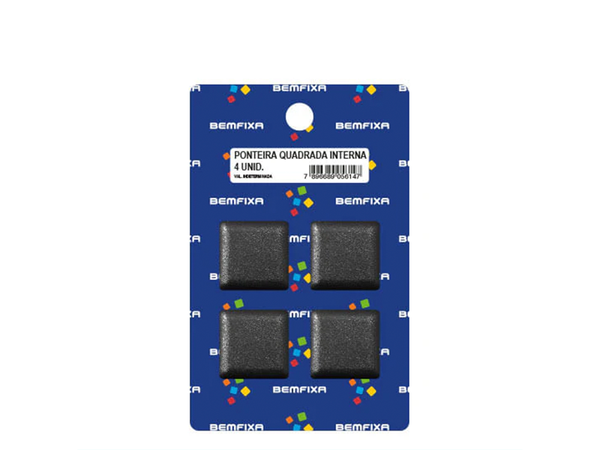 CONJUNTO  PONTEIRA PARA PÉS DE MÓVEIS QUADRADO INTERNA 30X30 PRETA 5614 BEMFIXA