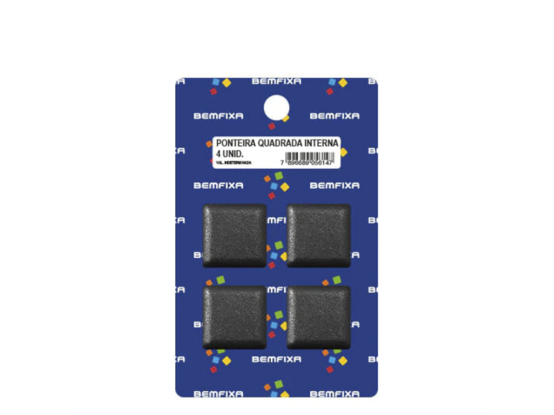 CONJUNTO  PONTEIRA PARA PÉS DE MÓVEIS QUADRADO INTERNA 30X30 PRETA 5614 BEMFIXA
