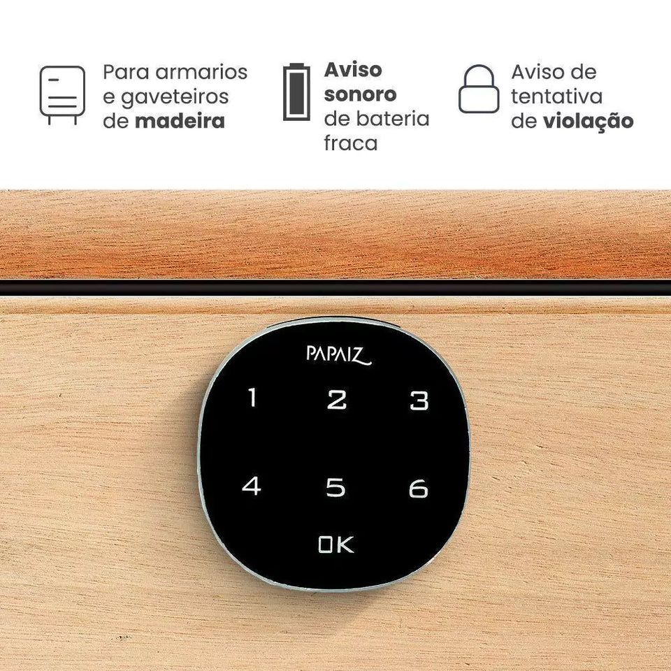 FECHADURA ELETRÔNICA PARA MÓVEIS M1602 CROMO ACETINADO PAPAIZ