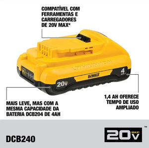 BATERIA ÍON LÍTION 20V MAX 4.0AH COMPACT DCB240-B3 DEWALT