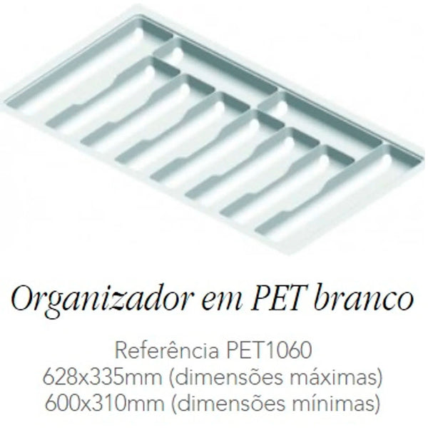 DIVISÃO DE TALHERES EM PET 628X335X50MM BRANCO 1060-BR CANGO