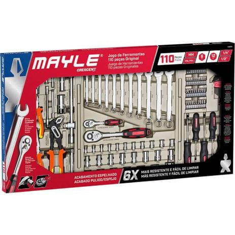 JOGO DE FERRAMENTAS MAYLE COM 110 PEÇAS 110002E