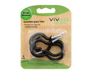 CONJUNTO GANCHOS PARA TETO PRETO 5 PEÇAS 5234 BEMFIXA
