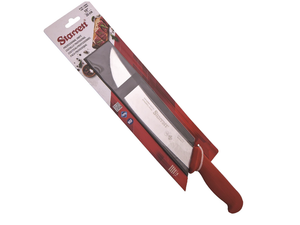 FACA PARA CARNE LÂMINA CURVA 25CM KBKR205 VERMELHO STARRETT