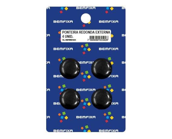 PONTEIRA PARA PÉS DE MÓVEIS REDONDA EXTERNA 5/8 PRETA 4 PEÇAS 5576 BEMFIXA