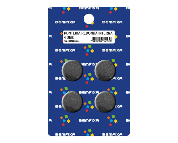 PONTEIRA PARA PÉS DE MÓVEIS REDONDA INTERNA 1" PRETA 4PC 5592 BEMFIXA