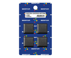 CONJUNTO PONTEIRA PARA PÉS DE MÓVEIS QUADRADO INTERNA 25X25 PRETA 5612 BEMFIXA