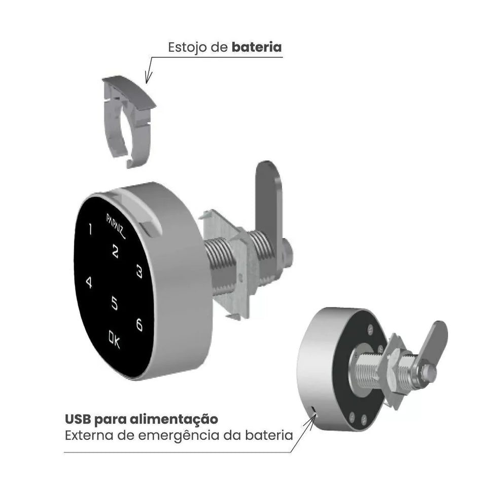 FECHADURA ELETRÔNICA PARA MÓVEIS M1602 CROMO ACETINADO PAPAIZ