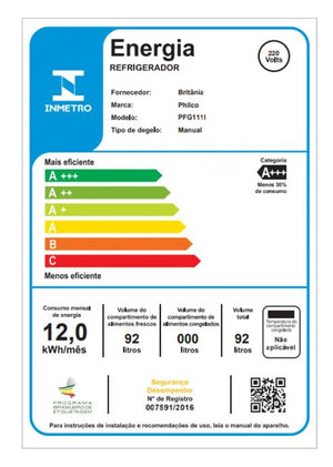 FRIGOBAR 92LTS AÇO ESCOVADO 6 NÍVEIS DE AJUSTE 220V PHILCO