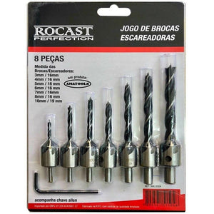 JOGO DE BROCAS ESCAREADORA COM 8 PEÇAS 366,0004 ROCAST